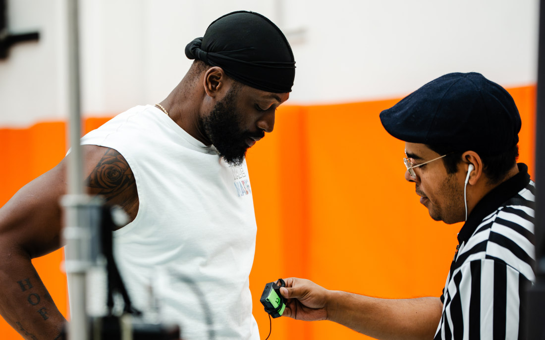 On set with Dwyane Wade